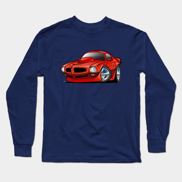 Classic Seventies American Muscle Car Cartoon Long Sleeve T-Shirt by hobrath